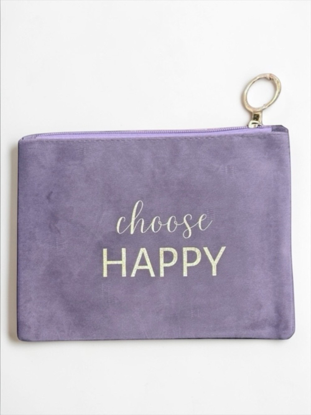 Anthropologie Choose Happy Lavender Suede Zip Pouch Clutch Bag NWOT